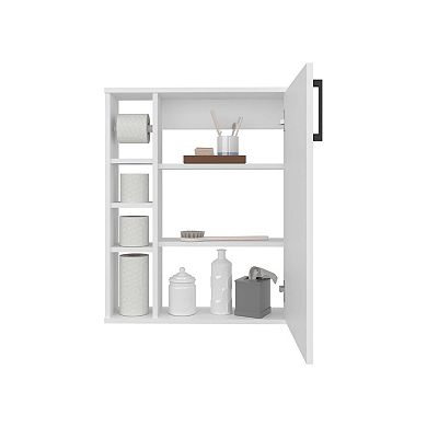 Meller Wall-Mounted Medicine Cabinet With One Door And 3 Open Shelves.