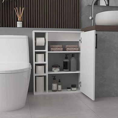 Meller Wall-Mounted Medicine Cabinet With One Door And 3 Open Shelves.