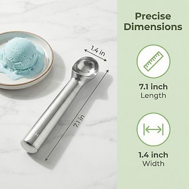 Stainless Steel Ice Cream Scoop with Ergonomic Handle and Easy Release 1Pcs 7.1x1.4Inch