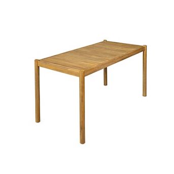 TEINIE Classic Patio Dining Table, Acacia Wood, Light Teak Finish