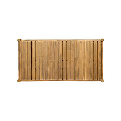 TEINIE Classic Patio Dining Table, Acacia Wood, Light Teak Finish