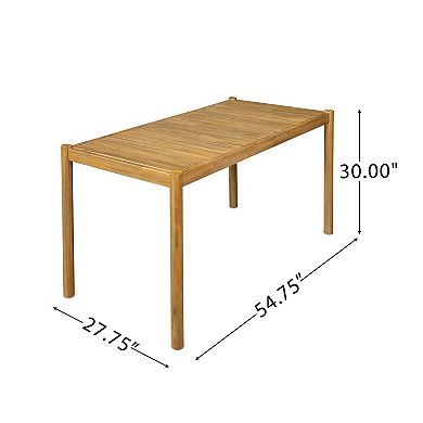 TEINIE Classic Patio Dining Table, Acacia Wood, Light Teak Finish