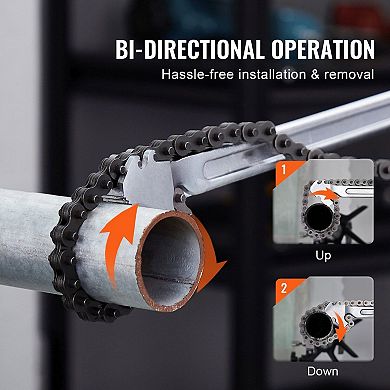 Chain Pipe Wrench with Serrated Jaws for Plumbing, Automotive, and Construction