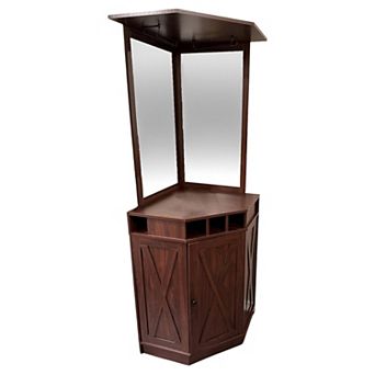 Corner Bar Cabinet with Wine Bottle Storage and Glass Holder (Wine bottle not included)