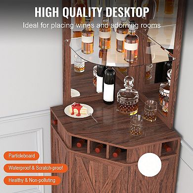 Corner Bar Cabinet with Wine Bottle Storage and Glass Holder (Wine bottle not included)