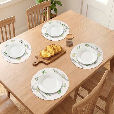 Round Placemats Set of 6 Woven Mat for Dining Table Decor Indoor Wipe Clean Table Mat 11.8x11.8 inch