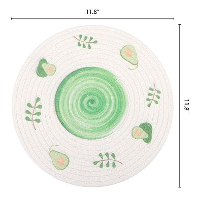 Round Placemats Set of 6 Woven Mat for Dining Table Decor Indoor Wipe Clean Table Mat 11.8x11.8 inch
