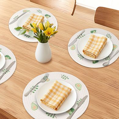 Round Placemats Set of 6 Woven Mat for Dining Table Decor Indoor Wipe Clean Table Mat 11.8x11.8 inch