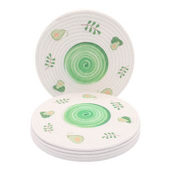 Round Placemats Set of 6 Woven Mat for Dining Table Decor Indoor Wipe Clean Table Mat 11.8x11.8 inch