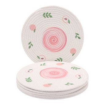 Round Placemats Set of 6 Woven Mat for Dining Table Decor Indoor Wipe Clean Table Mat 11.8x11.8 inch