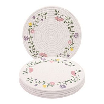 Round Placemats Set of 6 Woven Mat for Dining Table Decor Indoor Wipe Clean Table Mat 11.8x11.8 inch