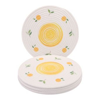 Round Placemats Set of 6 Woven Mat for Dining Table Decor Indoor Wipe Clean Table Mat 11.8x11.8 inch