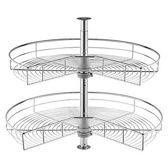 VEVOR 28" Kidney Corner Organizer 2 tier Rotating Cabinet Lazy Susan Shelf