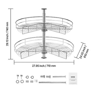 VEVOR 28" Kidney Corner Organizer 2 Tier Rotating Cabinet Lazy Susan Shelf