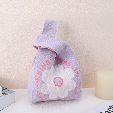 Sunflower Letter Knitted Wrist Bag 1Pc
