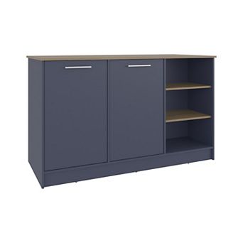 Ginger Kitchen Island, Three Open Shelves, Two Cabinets