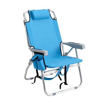 Backpack Beach Chair with Cooler Pouch for Beach Poolside, 330lbs, 5 Level Adjustable Positions