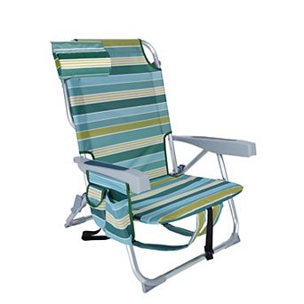 Backpack Beach Chair with Cooler Pouch for Beach Poolside, 330lbs, 5 Level Adjustable Positions