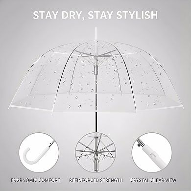 Clear Bubble Umbrella with 35" Dome, Auto Open Strong Fiberglass Frame