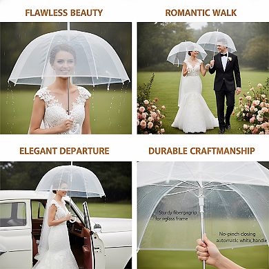 Clear Bubble Umbrella with 35" Dome, Auto Open Strong Fiberglass Frame