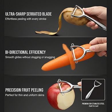 Y-Shaped Stainless Steel Vegetable Peeler, Ultra Sharp Ergonomic Non-Slip Handle