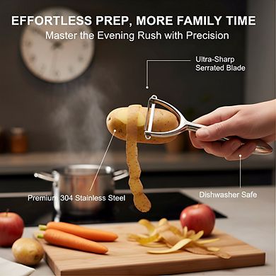 Y-Shaped Stainless Steel Vegetable Peeler, Ultra Sharp Ergonomic Non-Slip Handle