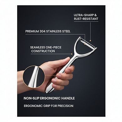 Y-Shaped Stainless Steel Vegetable Peeler, Ultra Sharp Ergonomic Non-Slip Handle