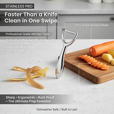 Y-Shaped Stainless Steel Vegetable Peeler, Ultra Sharp Ergonomic Non-Slip Handle
