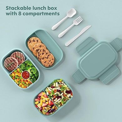 Four-Layer Stackable Lunchbox with Utensil Set Light Green