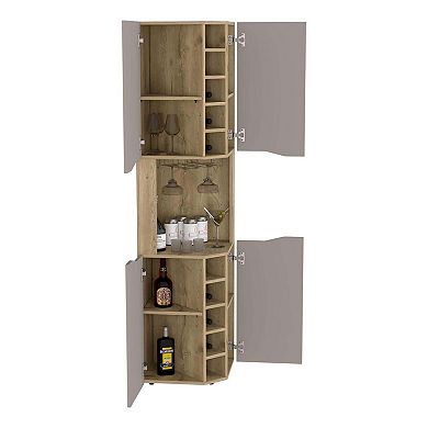 Obregon Corner Bar Cabinet, Ten Built-In Wine Rack, Single Door