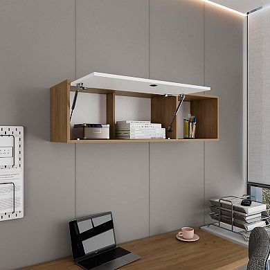 Sahara 47" Wide One - Door Wall Cabinet With Three Shelves And Pull Up Door For Home Office.