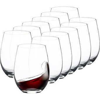 12-Pack Stemless Wine Glasses 15oz, Smooth Rim Dishwasher Safe for Red/White