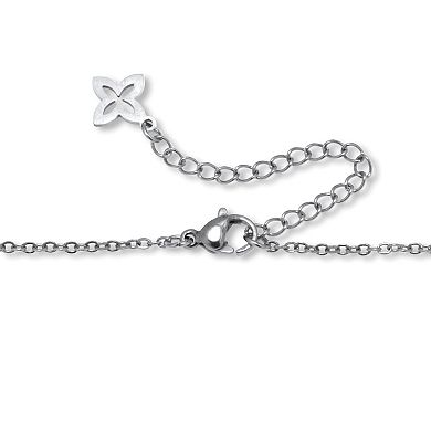 Black Onyx Stainless Steel Clover Bracelet 7-inch