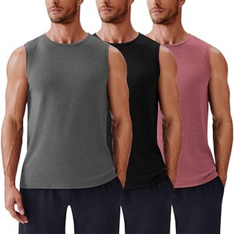 PINSPARK Men's 3 Pack Gym Tank Tops Quick Dry Sleeveless Workout Muscle Shirts