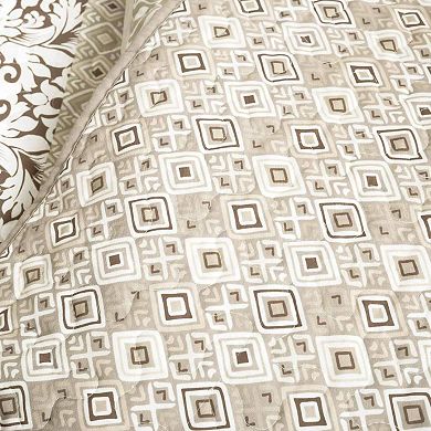 Boho Reversible Cotton Quilt Set 3pc King Striped Geometric Floral