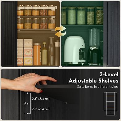 HOMCOM 71" Kitchen Pantry, Farmhouse Storage Cabinet with Barn Doors,