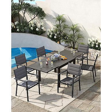 Aluminum Patio Dining Chairs Set of 2 with Armrests