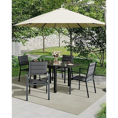 Aluminum Patio Dining Chairs Set of 2 with Armrests