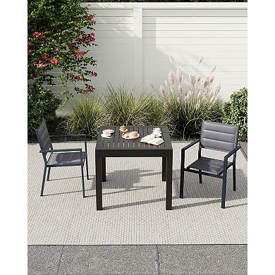 Aluminum Patio Dining Chairs Set of 2 with Armrests