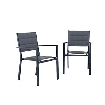 Aluminum Patio Dining Chairs Set of 2 with Armrests