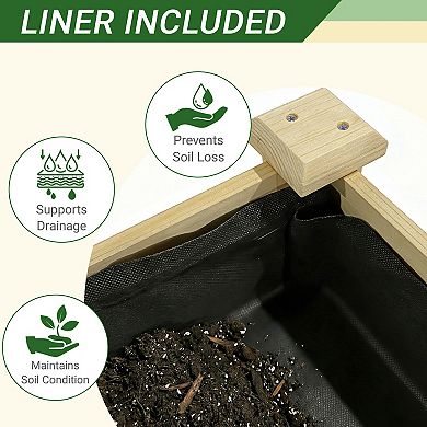48" Elevated Wooden Raised Garden Bed with Water Collection Tray