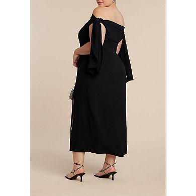 ELOQUII Women's Plus Size Tie Detail Column Dress
