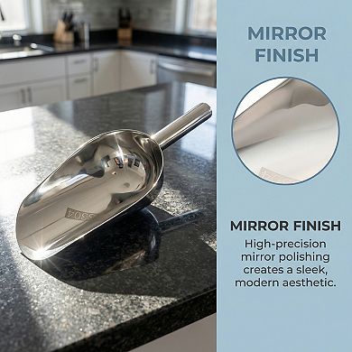 Easy Clean Stainless Steel Ice Scoop for Candy Buffet Kitchen Ice Bucket 1Pcs 11.4x5.1Inch
