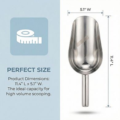 Easy Clean Stainless Steel Ice Scoop for Candy Buffet Kitchen Ice Bucket 1Pcs 11.4x5.1Inch