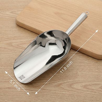 Easy Clean Stainless Steel Ice Scoop for Candy Buffet Kitchen Ice Bucket 1Pcs 11.8x5.1Inch