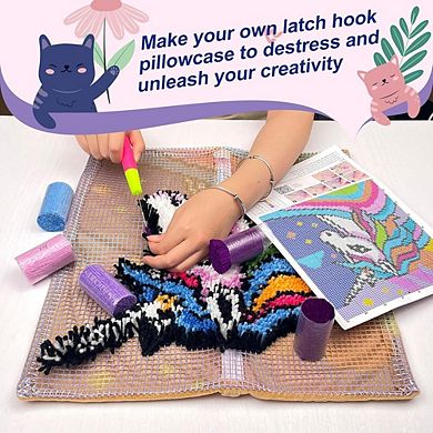 Flamingo Latch Hook Pillow Kit for Adults DIY Cushion Cover 17x17 Inch