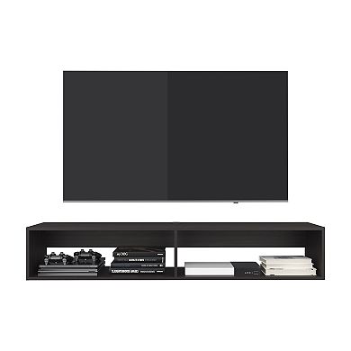 Eco 59" Floating Tv Stand With Two Rectangular Shelves