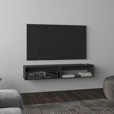 Eco 59" Floating Tv Stand With Two Rectangular Shelves