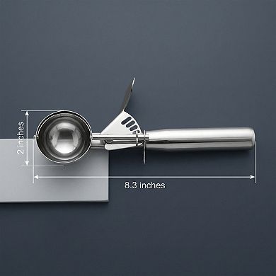 Ice Cream Scoop Stainless Steel Gear Roller Comfortable Handle Easy Release 1Pcs 8.3x2Inch