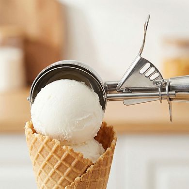 Ice Cream Scoop Stainless Steel Gear Roller Comfortable Handle Easy Release 1Pcs 8.3x2Inch